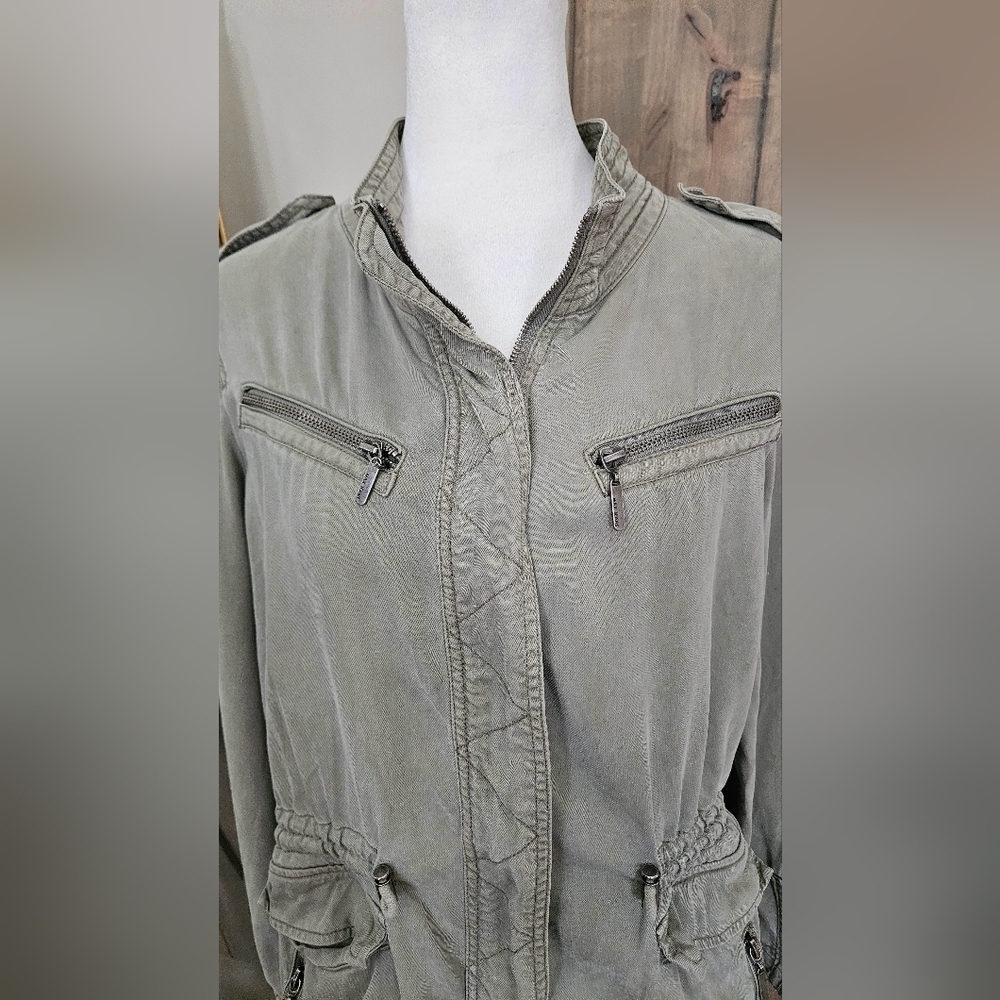 Max Jeans 100% Tencel Utility Jacket Light Olive Green Medium - Picture 6 of 15
